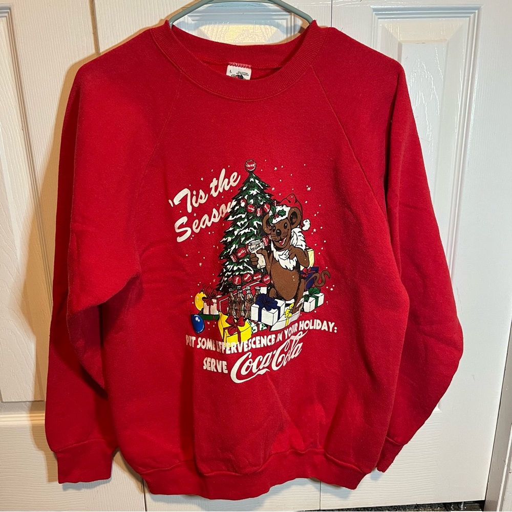Vintage Coca-Cola Christmas L unisex red mouse crewneck sweatshirt